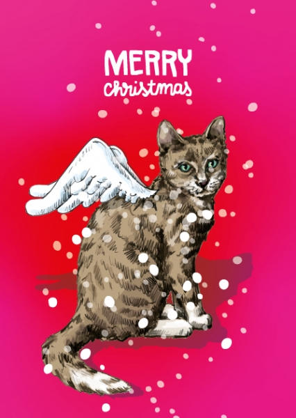 ILX0078 Kedi Katze Postkarte illi Nürnberg Merry Christmas Weihnachten