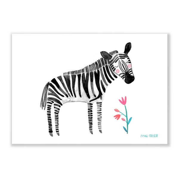 Print A4 Zebra von Frau Ottilie Tier Kinderzimmer Poster