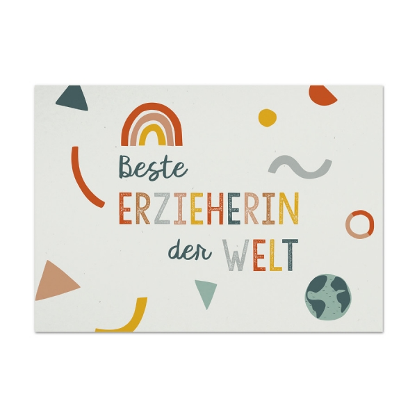 Postkarte 'Beste Erzieherin der Welt.' Tell Me Berlin Danke Kita Kindergarten Krippe
