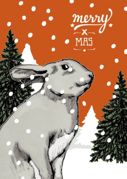 IL0153 Hase Johann Merry x mas Weihnachten illi Postkarte