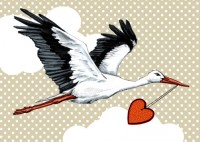 IL0104 Storch Ingwio Geburt illi Postkarte IL0104 Storch Ingwio Geburt illi Postkarte