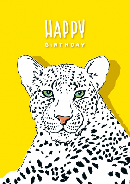 IL0376 Leopard Lulo Happy Birthday Geburtstag illi Nürnberg Postkarte
