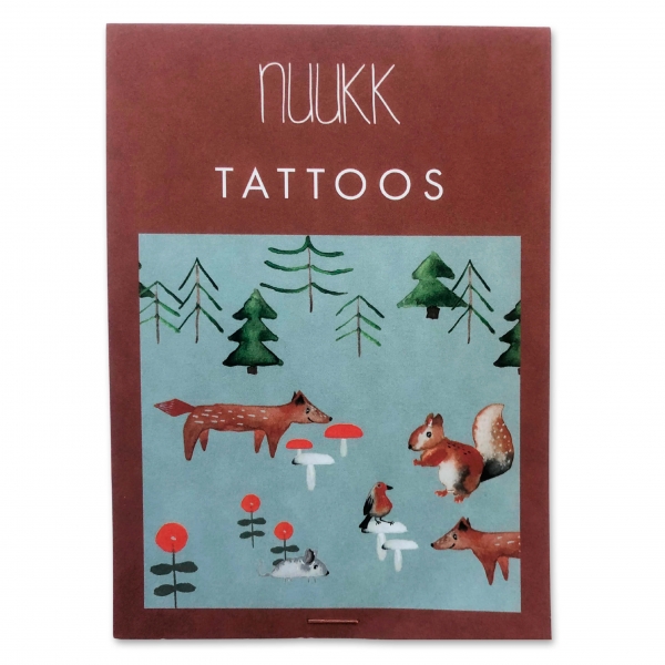  Bio Tattoo - Waldtiere Fuchs Eichhörnchen Maus Schnecke Vogel Blume Pilz nuukk