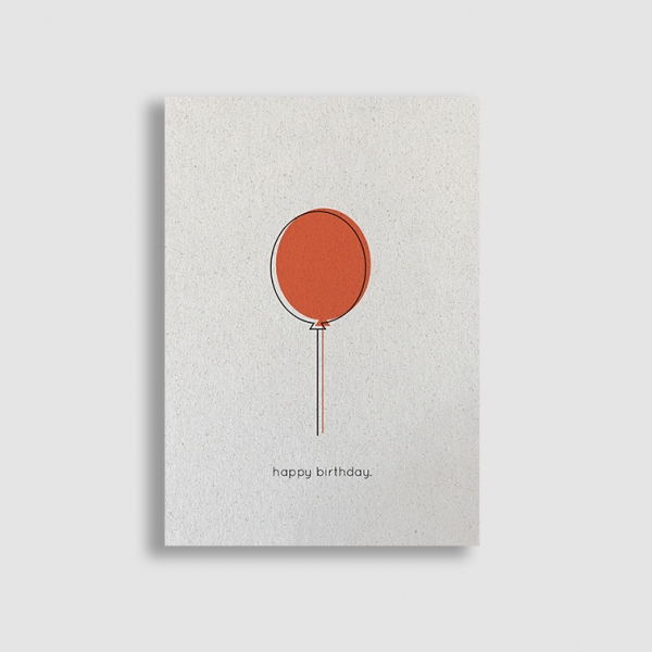 Postkarte happy birthday. orange von sveeka aus Graspapier Geburtstag Luftballon