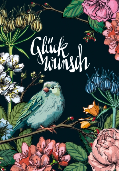 IL9061 Klappkarte illi Kari Glückwunsch Blumen Vogel