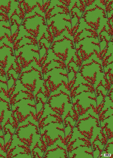 ILX7005 Geschenkpapier illi rote Beeren Nevo Grün Weihnachten
