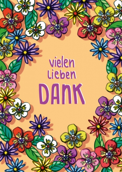 IL0391 Barika vielen lieben Dank Blumen Postkarte illi Nürnberg