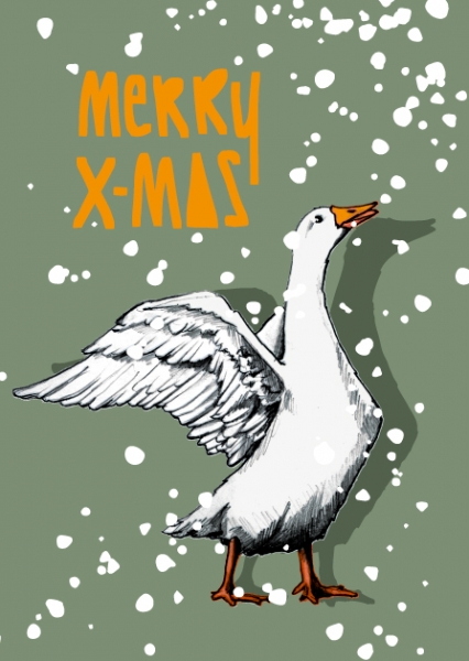 ILX0006 Gans Frieda merry X-Mas Weihnachten illi Postkarte