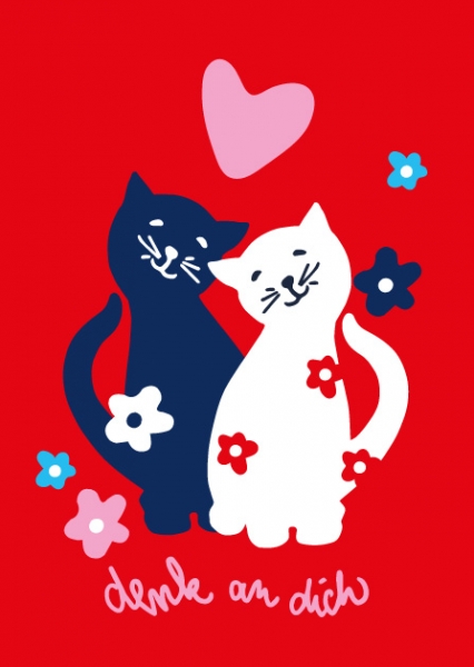 IL0463 Katzen Tasi und Suni Denk an dich Postkarte illi Nürnberg