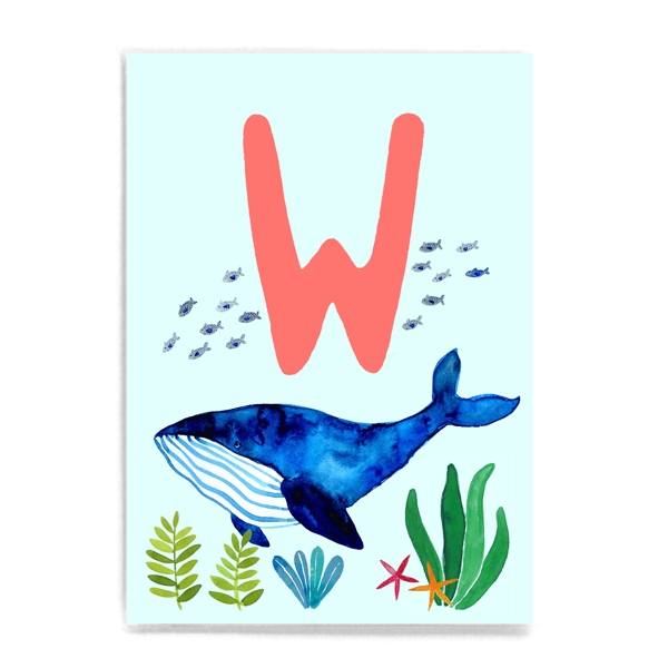 ABC-Karte - W wie Wal / W is for Whale Frau Ottilie