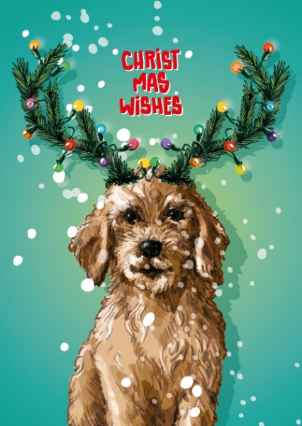 ILX0080 Gustav Hund Postkarte illi Nürnberg Christmas Wishes Weihnachten