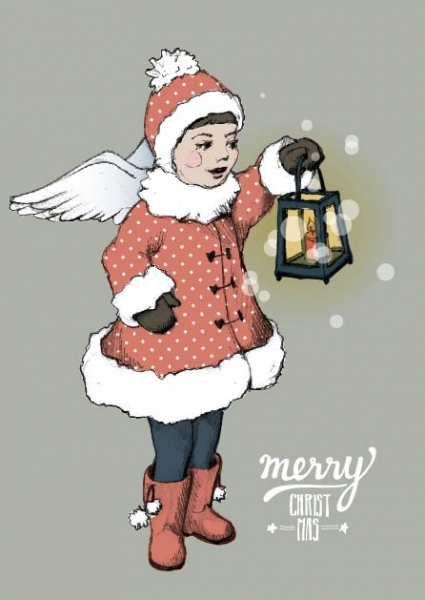 IL0145 Engel Irene Merry Christmas Weihnachten illi Postkarte