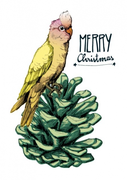IL0156 Vogel Lotte Merry Christmas Weihnachten illi Postkarte